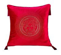 HLASMSPE Red Velvet Tassel Cushion Covers, Square Throw Pillow Case Sun God Pattern Diamond Decor Pillowcase for Sofa Bedroom Couch Chair Car Seat, 45 x 45cm