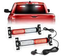 HLauto 1002L Emergency Strobe Traffic Advisor Light Bar: 40 LED Dash Safety Warning Flashing Light, Front/Rear Windshield Visor Light for Construction Vehicle, Tow/Plow Truck (2x10.7inch, Red White)