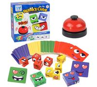 Hlayshing Wooden Face Changing Magic Cube Game,3D Puzzle Face-Changing Magic Cube,64 Expression Cards Wooden Toy Funny Puzzles Kit,3D Puzzles Toy For Adults