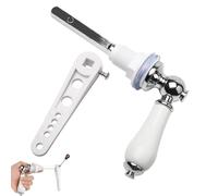 HLBKPX Ceramic Flush Handle - Rust-Resistant Chrome Plated for UK Bathrooms, Universal Fit Cistern Lever with Anti-Slip Grip, Traditional Design WC Tank Handle Replacement