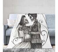 HLBSDM 40"X30" Love Valentine's Skull Skeleton Marriage Eternal Spanish Festive Art Lightweight Flannel Travel Blanket Easy to Carry Suitable for Camping and Home Use