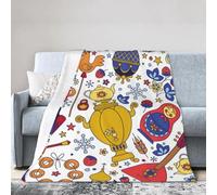 HLBSDM 40"X30" Russia Colored Moscow Kremlin Cathedral Russian Doll Balalaika Samovar Bear Lightweight Flannel Travel Blanket Easy to Carry Suitable for Camping and Home Use