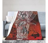 HLBSDM 50"X40" Mandala Elephant Red Orange Flowers Animals Lightweight Flannel Travel Blanket Easy to Carry Suitable for Camping and Home Use