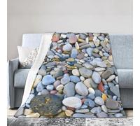 HLBSDM 50"X40" Realistic Stones Pebbles Riverbed Mineral Rock Marble Pattern Lightweight Flannel Travel Blanket Easy to Carry Suitable for Camping and Home Use