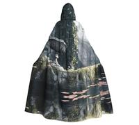 HLBSDM A Misty Garden adult Hooded Cloak For Halloween Long Witch Vampire Cape Costume Medieval Renaissance Fair Cloak For Cosplay Masquerade Ball & Themed Parties