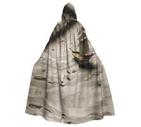 HLBSDM A Pirate Boat adult Hooded Cloak For Halloween Long Witch Vampire Cape Costume Medieval Renaissance Fair Cloak For Cosplay Masquerade Ball & Themed Parties