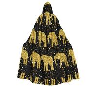 HLBSDM Abstract Elephant Pattern print Long Cloak for Men Women, Cape with Hood for Halloween Medieval Renaissance Witchy Costume