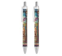 HLBSDM Ancient Egyptian Pharaohs Funny Retractable Ballpoint Pen Black Ink Smooth Writing Pens Personalized Office Supplies 2 PCS