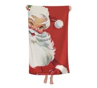 HLBSDM Beach Towel Vintage Christmas, Jolly Santa Claus Winking Microfiber Beach Towels Blanket Oversized Tropical Big Extra Large XL Pool Towels Quick Dry Sandproof for Women Girls Kids