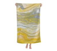HLBSDM Beach Towel Yellow & Gray Abstract Bathroom Microfiber Beach Towels Blanket Oversized Tropical Big Extra Large XL Pool Towels Quick Dry Sandproof for Women Girls Kids