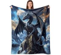 HLBSDM Black Dragon Throw Blanket Dark Fantasy Mythical Super Soft Warm Flannel Fleece Nap Blankets for Couch Dorm Chair Sofa Room 50×60 inch