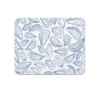 HLBSDM Blue Coastal Oyster Mouse Pad for Desk, Beach Lover Gifts, Ocean Oyster Shell Mousepads for Wireless Mouse Computers Laptop Home Office Supplies Accessories, 9.5x7.9 Inch