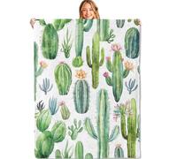 HLBSDM Cactus Blanket Flowers Succulents Green Throw Soft Warm Cozy Flannel 40x50 Inch Suitable for Sofa Bed Travel Decoration Suitables for Women Girls Kids Adults