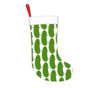 HLBSDM Christmas Stocking 17.7 Inch Cute Happy Pickle Cartoon Illustration Christmas Mantel Stocking Fireplace Hanging Xmas Decorations for Family Holiday Season Party Decor