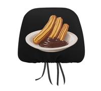 HLBSDM Churros with Chocolate Dipping Sauce Personalized Car Headrest Covers Soft Automotive Seat Cover Accessories Interior Decorations 1 PCS