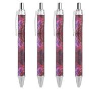HLBSDM Cosmos Milky Way Galaxy Abstract Stardust in Watercolor Design Retractable Ballpoint Pen 0.5mm Fine Point, Durable PC Click Pen with Clip for Daily Use