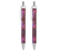 HLBSDM Cosmos Milky Way Galaxy Abstract Stardust in Watercolor Design Retractable Ballpoint Pen 0.5mm Fine Point, Durable PC Click Pen with Clip for Daily Use