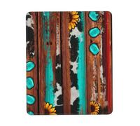 HLBSDM Country Western Sunflowers Turquoise Stone Wood Soft Multi Size Rubber Lock Edge Mouse Pad Vertical Design 7.9 X 9.5 in
