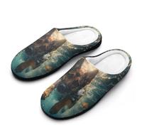 HLBSDM Cute German Shepherd Daisy Underwater Winter Red Cardinal Bird on Branch Women's Winter Warm Non-Slip House Slippers Indoor Outdoor Rubber Sole