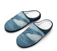 HLBSDM Cute Paper Boat and Whale Sharing Waters Valentines Love Hearts Polka Dot Women's Winter Warm Non-Slip House Slippers Indoor Outdoor Rubber Sole