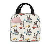 HLBSDM Cute Skateboard Dog Print Insulated Lunch Bag Lunch Box for Men Women Leakproof Reusable Cooler Bag Large Capacity Lunch Tote for Office Work Picnic Travel