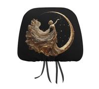 HLBSDM Dark Moon Stars Goddesses Car Headrest Covers Universal Printed Car Seat Head Rest Protector 2 PCS