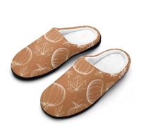 HLBSDM Fall Burnt Orange Pumpkin & Maple Leaves Rustic Red and Blue Roosters Fireworks Women's Winter Warm Non-Slip House Slippers Indoor Outdoor Rubber Sole