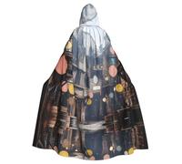 HLBSDM Fantasy Tavern adult Hooded Cloak For Halloween Long Witch Vampire Cape Costume Medieval Renaissance Fair Cloak For Cosplay Masquerade Ball & Themed Parties