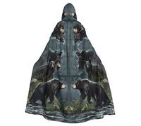 HLBSDM Full Length Funny Flip Flops Slippers Art Hooded Cloak Halloween Christmas Fancy Cape Costumes 58" (Black)