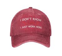 HLBSDM Funny, Jokes Sarcastic Womens Baseball Hats I Don't Know I Just Work Here Sport Cap Red