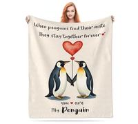 HLBSDM Gifts for Her Him Penguin Blankets Gifts for Husband Wife Anniversary Blanket for Women Men Romantic Love Birthday Gifts for Girlfriend Boyfriend Wedding Gifts for Couples Blanket 50"x40"