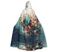 HLBSDM Graffiti Writing adult Hooded Cloak For Halloween Long Witch Vampire Cape Costume Medieval Renaissance Fair Cloak For Cosplay Masquerade Ball & Themed Parties