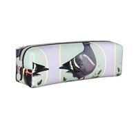 HLBSDM Grey Pigeon Print Leather Zippered Pencil Case Pen Bag with Large Capacity,Durable Convenient Portable