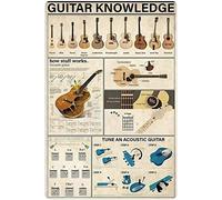 HLBSDM Guitar Knowledge Metal Tin Signs Guitar Infographics Retro Posters Guitar Beginner's Guide Plaques Music Classroom Club Room Home Wall Decor 8x12 Inches