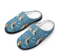 HLBSDM Happy Christmas Beagle Dog Christmas Gingerbread Man Tree Sock Gloves Women's Winter Warm Non-Slip House Slippers Indoor Outdoor Rubber Sole