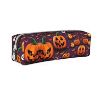 HLBSDM Happy-Halloween-Day Trick-Or-Treat Leather Zippered Pencil Case Pen Bag with Large Capacity,Durable Convenient Portable