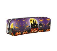HLBSDM Happy-Halloween-Day-Trick-Or-Treat Leather Zippered Pencil Case Pen Bag with Large Capacity,Durable Convenient Portable
