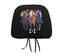 HLBSDM I Love Horse Racing Car Headrest Covers Universal Printed Car Seat Head Rest Protector 1 PCS