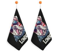 HLBSDM I Love London English Bulldog Eyesglasses Hand Towels for Bathroom Small Towels Kitchen Towels Face Towels Handkerchief with Hanging Loops 2PCS