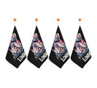 HLBSDM I Love London English Bulldog Eyesglasses Hand Towels for Bathroom Small Towels Kitchen Towels Face Towels Handkerchief with Hanging Loops 4PCS