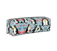 HLBSDM I Love Penguins Leather Zippered Pencil Case Pen Bag with Large Capacity,Durable Convenient Portable