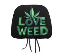 HLBSDM I Love Weed Personalized Car Headrest Covers Soft Automotive Seat Cover Accessories Interior Decorations 2 PCS