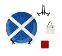 HLBSDM Leopard Pattern Scotland Flag Bone China Decorative Plate Ceramic Decorative Plate for Home Office Wall Decor, with Vertical Stand Decorative Plates for Home Club