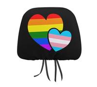 HLBSDM LGBT Transgender Double Love Hearts Personalized Car Headrest Covers Soft Automotive Seat Cover Accessories Interior Decorations 1 PCS