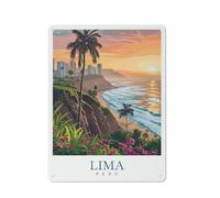 HLBSDM Lima Peru Metal Sign Travel Poster Art Print Decoration Retro Metal Painting Garage Style12x16inch(30x40cm)