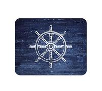 HLBSDM Navy Blue Nautical Beach Mouse Pad for Desk, Vintage Coastal Boat Rudder Ocean Mousepads for Wireless Mouse Computers Laptop Home Office Supplies Accessories, 9.5x7.9 Inch