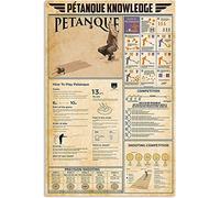 HLBSDM Petanque Knowledge Metal Signs Wall Decor Petanque Infographic Reading Poster Hoe To Play Petanque Guide Plaques Club Bar Room Home 8x12 Inches