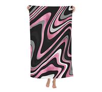 HLBSDM Pink Gray Abstract Swirl Retro Black Pattern Beach Towels Oversized Soft High Absorbent Quick Dry Bath Towels Pool Towels Travel Beach Towels for Kids Adults