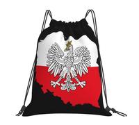 HLBSDM Poland Flag Polish Eagle Polska Map Bags Backpack Drawstring Bag Gym Bag Travel Hiking Beach 16X14 In