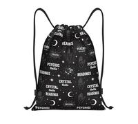 HLBSDM Psychic Readings Fortune Teller Art Black Drawstring Bags Sport Gym Sack Yoga String Backpack Adult 14x16.9 Inch Medium